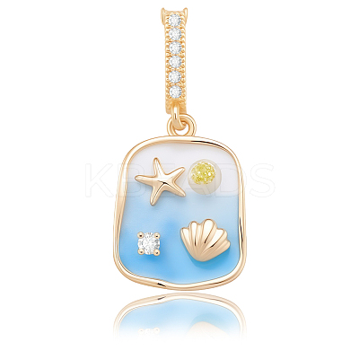 2Pcs Brass Enamel Pendants KK-BBC0018-73-1