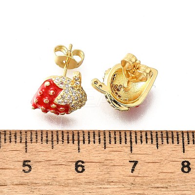 Brass Micro Pave Clear Cubic Zirconia Stud Earrings EJEW-G430-01G-1