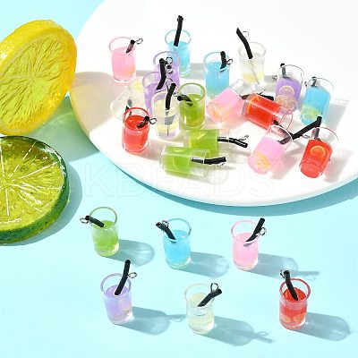 24Pcs 6 Colors Plastic Imitation Drink Pendants CRES-FS0001-27-1