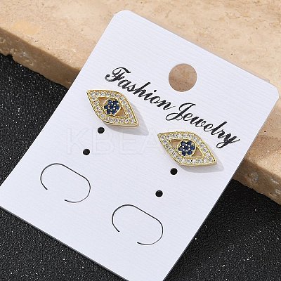 Brass Micro Pave Clear Cubic Zirconia Stud Earrings EJEW-M076-01G-02-1