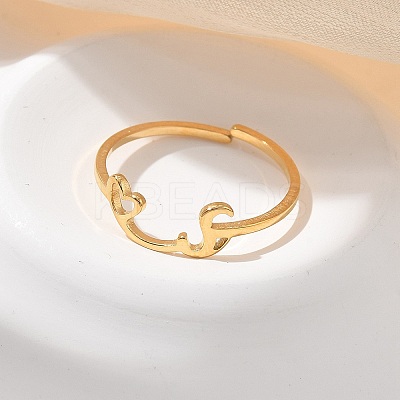 304 Stainless Steel Cuff Rings for Women RJEW-D285-01G-S-1