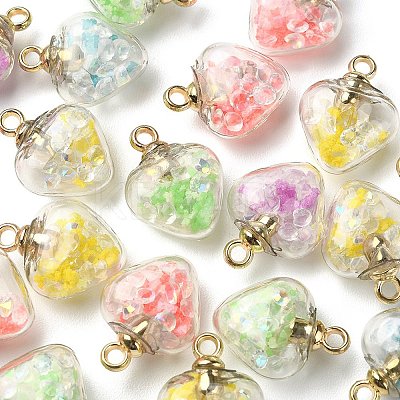 50Pcs 5 Colors Glow in the Dark Luminous Glass Pendants GLAA-YW0001-94-1