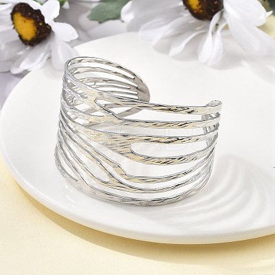 304 Stainless Steel Cuff Bangles for Women BJEW-M055-01P-1