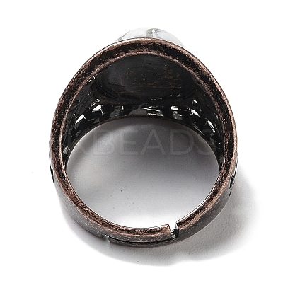Natural Howlite Oval Adjustable Rings RJEW-K271-06R-25-1