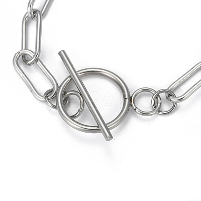 Tarnish Resistant 304 Stainless Steel Paperclip Chain Bracelets STAS-P001-59P-1