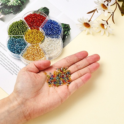 7 Colors Glass Round Seed Beads SEED-YW0001-24B-01-1
