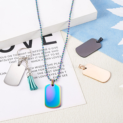 16pcs 4 Colors 304 Stainless Steel Pendants STAS-CW0001-09-1