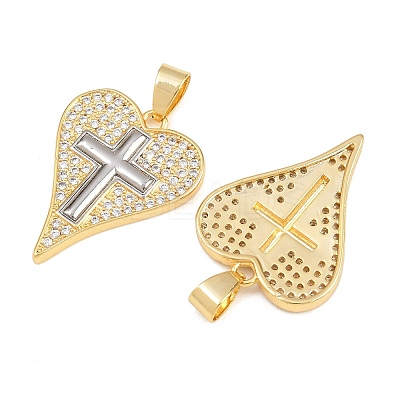 Brass Micro Pave Clear Cubic Zirconia Pendants KK-L275-71C-G-1