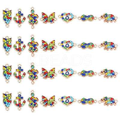 28Pcs 7 Style Alloy Links Connectors PALLOY-PH0002-03-RS-1