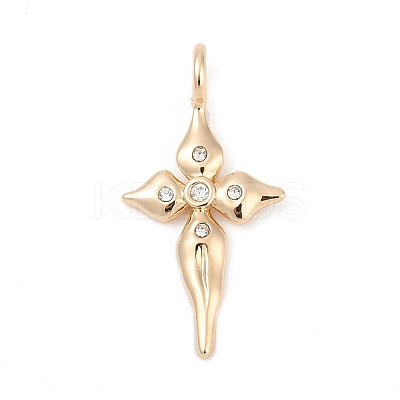 Brass Pave Clear Cubic Zirconia Pendants KK-Q096-07A-G-1