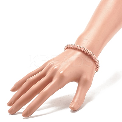 Glass Seed Beaded Bracelet with Brass Magnetic Clasps BJEW-JB07801-04-1