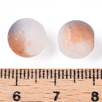 Frosted Baking Paint Crackle Glass Beads with Glitter Powder LS-DGLA-T004-01B-1