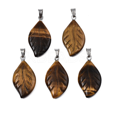 Natural Tiger Eye Pendants G-S364-076A-01-1
