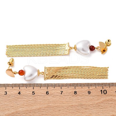 Brass Heart Dangle Stud Earrings EJEW-R014-07G-1