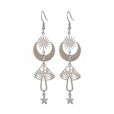 Celestial Brass & 304 Stainless Steel Dangle Drop Earrings for Women EJEW-JE07346-02-1