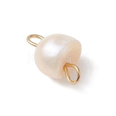 6Pcs 2 Colors Natural Freshwater Pearl Potato Connector Charms with 304 Stainless Steel Double Loops PALLOY-JF04947-1