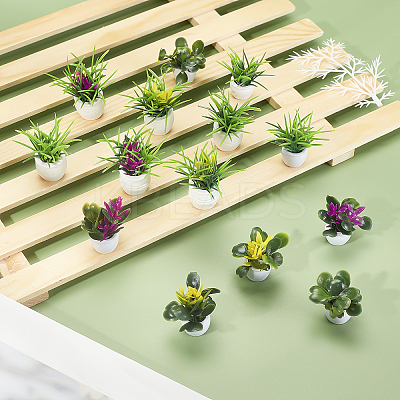 14Pcs 7 Styles Plastic Mini Bonsai Display Decorations DJEW-GA0001-11-1