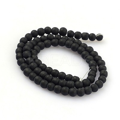 Frosted Glass Round Bead Strands GLAA-J064-4mm-02-1