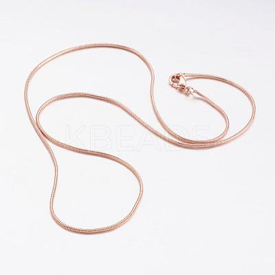 Brass Round Snake Chain Necklaces MAK-L009-08RG-1