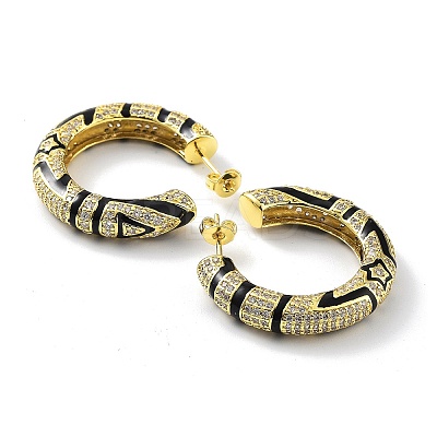 Rack Plating Brass Micro Pave Cubic Zirconia Stud Earrings KK-Z038-26G-1
