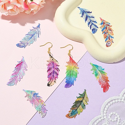 9Pcs 9 Colors Ion Plating(IP) 201 Stainless Steel Filigree Pendants STAS-YW0002-55-1