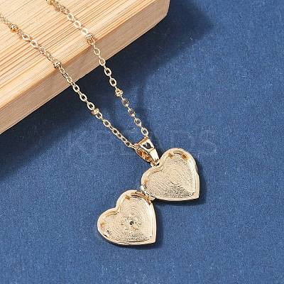 304 Stainless Steel Pave Clear Cubic Zirconia Heart Locket Pendant Necklaces for Women NJEW-Z077-01G-1