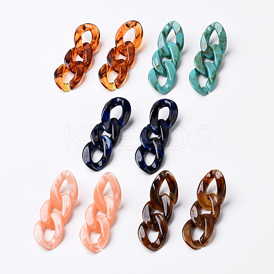 Acrylic Curb Chain Ear Studs EJEW-JE03126-M-1