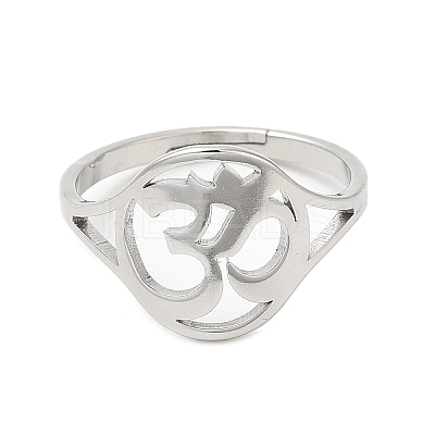 Non-Tarnish 304 Stainless Steel Yoga Adjustable Ring for Women RJEW-M149-24P-1