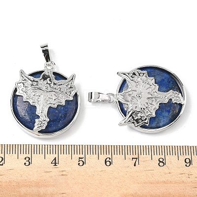 Natural Lapis Lazuli Flat Round Pendants G-G279-01P-07-1