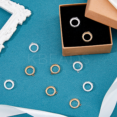 10Pcs 2 Colors Electroplating Brass Pendant Cabochon Settings KK-FH0007-83-1