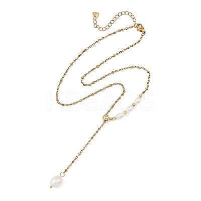 Adjustable 304 Stainless Steel Satellite Chain Lariat Necklaces NJEW-JN06147-1
