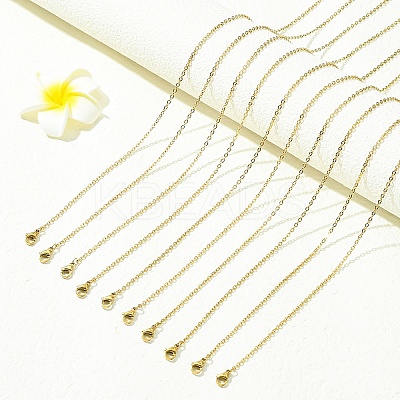 10Pcs 304 Stainless Steel Cable Chain Necklaces NJEW-YW0001-25G-1