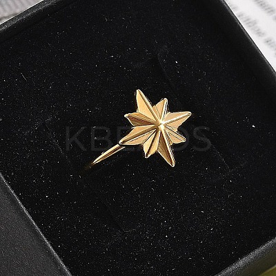 Star 304 Stainless Steel Open Cuff Ring for Women RJEW-M049-03G-1