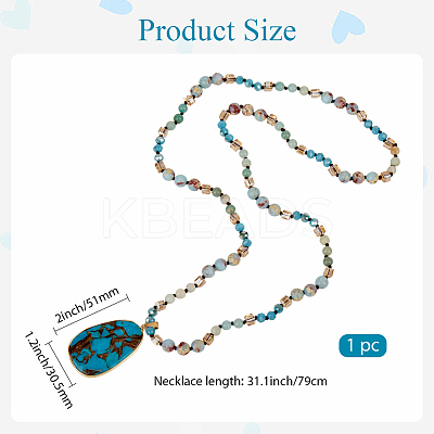 Dyed Synthetic Imperial Jasper Teardrop Pendant Necklaces NJEW-WH20816-003-1