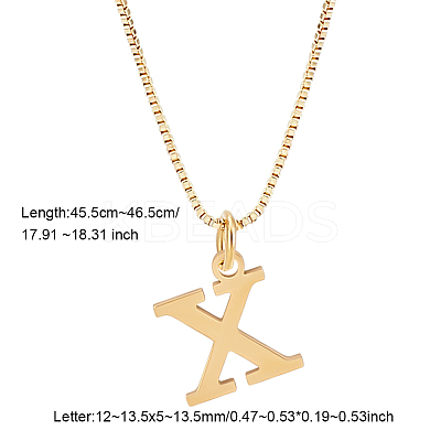 1pc Brass Chain & 304 Stainless Steel Letter Pendant Necklaces NJEW-LP0001-40C-G-1