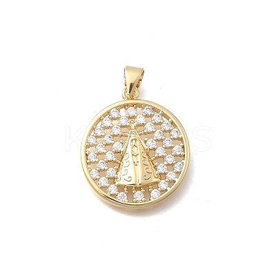 Brass Micro Pave Clear Cubic Zirconia Pendants KK-D431-085B-G-1