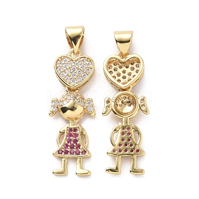 Brass Cubic Zirconia Pendants KK-G446-20G-1