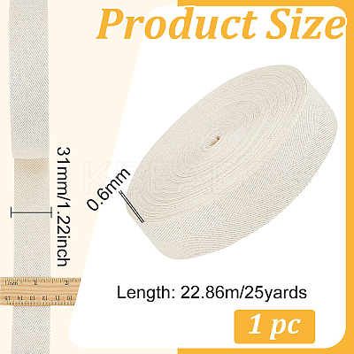 25 Yards Flat Cotton Herringbone Ribbons OCOR-BC0006-16-1