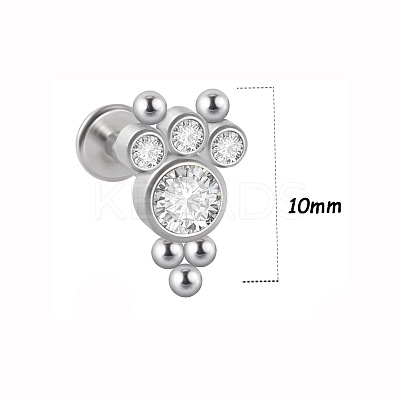 316L Surgical Stainless Steel & G23 Titanium & Crystal Rhinestone Flat Round Cartilage Earrings WGA7630-38-1