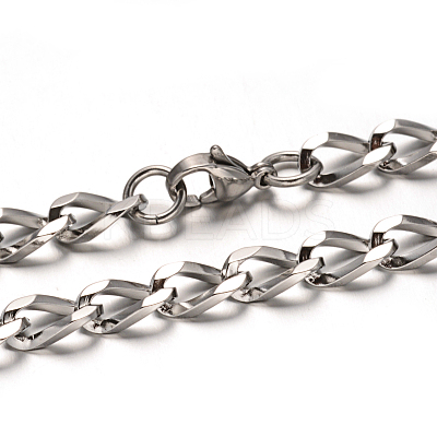 Non-Tarnish 304 Stainless Steel Curb Chain Necklaces X-NJEW-M150-01P-1
