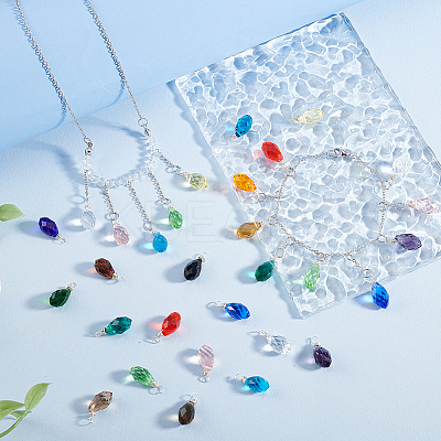 120Pcs 20 Colors Glass Pendant PALLOY-PH01677-1