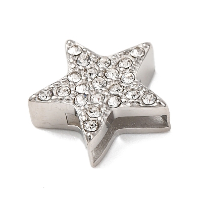 304 Stainless Steel Rhinestone Slide Charms STAS-P421-04C-P-1