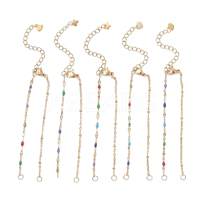 304 Stainless Steel Enamel Dapped Chain and Satellite Chain Bracelet Making AJEW-JB01562-1
