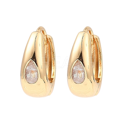 Brass Micro Pave Cubic Zirconia Hoop Earring EJEW-D078-34A-KCG-1