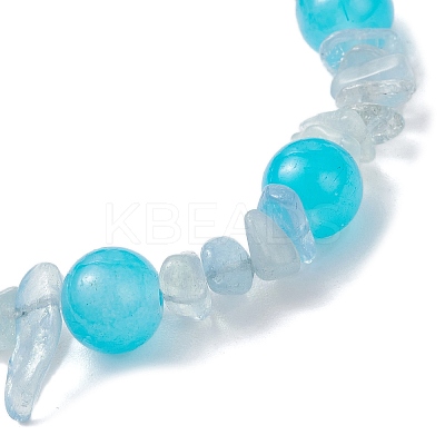 Baking Paint Imitation Jade Glass Round Beaded Stretch Bracelets for Women BJEW-JB12158-02-1