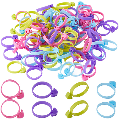 100Pcs 4 Colors Silicone Pastry Bag Tie Rings AJEW-CN0001-70-1