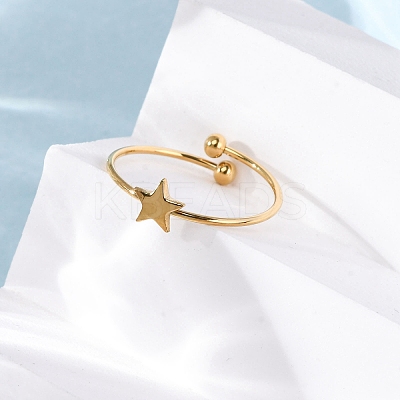 304 Stainless Steel Open Cuff Ring for Women RJEW-A071-01E-G-1