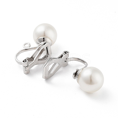 304 Stainless Steel Clip-on Earring Findings with Imitation Pearl Plastic Beaded STAS-H216-03D-P-1