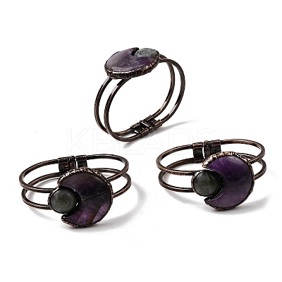 Natural Amethyst & Labradorite Bangles for Women BJEW-A043-01R-03-1