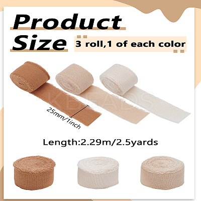 7.5 Yards 3 Colors Cotton Frayed Ribbons OCOR-LP0002-73-1